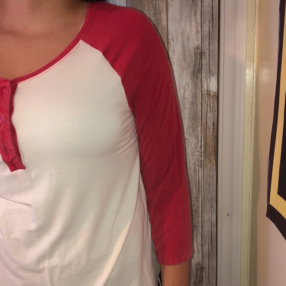 AE Soft & Sexy Red & White Baseball 3/4 Sleeve T